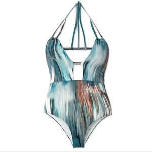 WET Swimwear Blue Abstract Print Onepiece Swimsuit